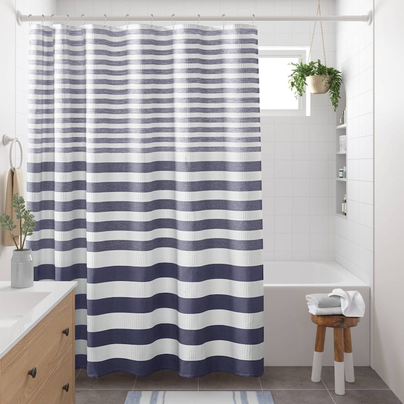 Madison Park Ariana Ombre Waffle Shower Curtain - 72X72" - Blue