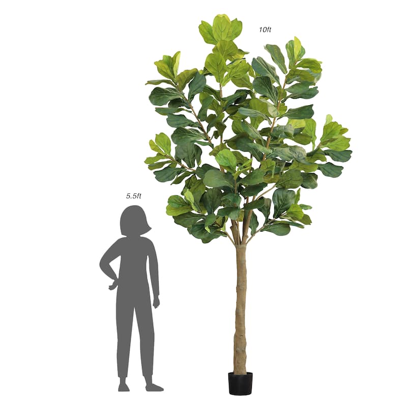 10ft Deluxe Artificial Fiddle Leaf Fig Tree in Black Pot - 120" H x 48" W x 48" DP