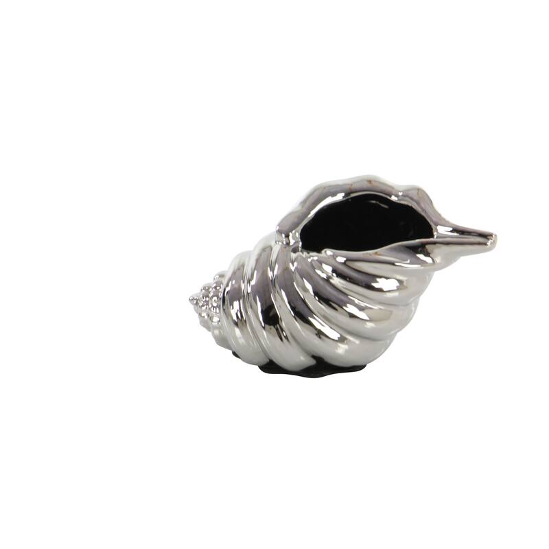 Silver, White or Multi Colored Porcelain Ceramic Shell Shell Decorative Sculpture (Set of 3)