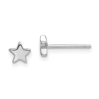 Curata 14k White Gold 5mm Polished Star Post Earrings