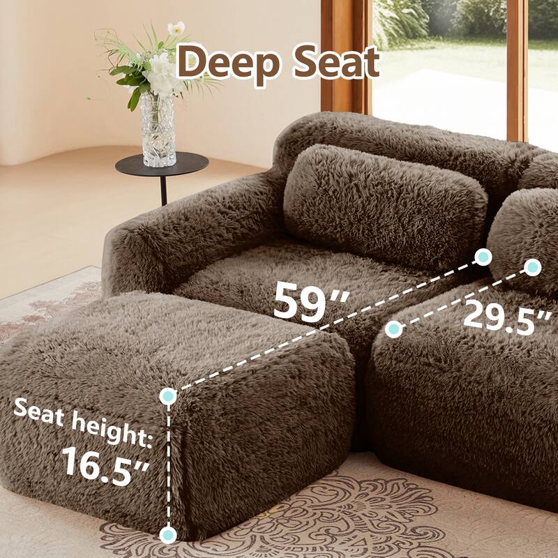 Sectional Sleeper Sofa Set, 3-Seater Modular Convertible Couch with 3 Ottomans, Boneless Sectional Sofa Bed