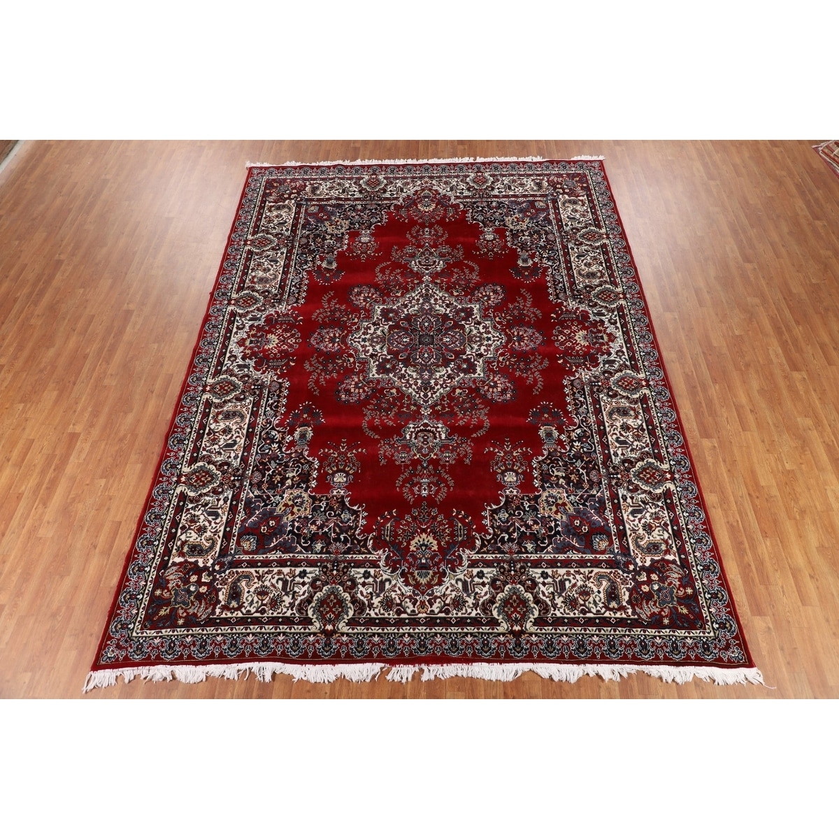 Victorian Style Kashan Turkish Rug Machine Made Oriental Red