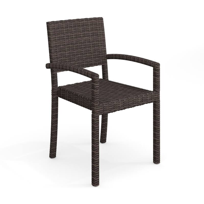 Martha Stewart Outdoor Rattan Wicker Stackable Dining Armchair - 21"W x 22.5"D x 33.5"H - Brown