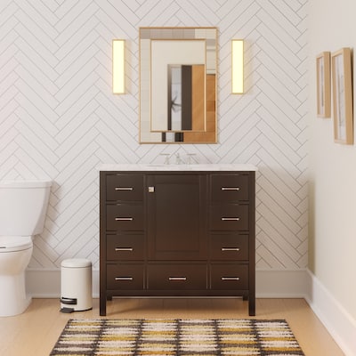 KitchenBathCollection Horizon 42" Bathroom Vanity with Engineered Carrara Top