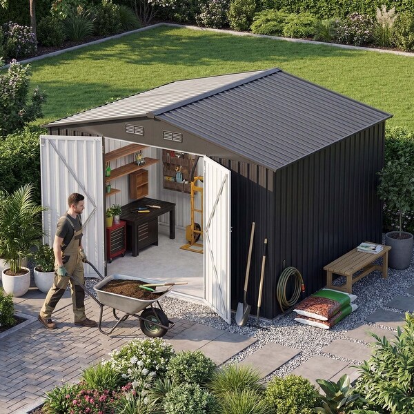 Moasis 10ft x 8ft Spacious Metal Outdoor Storage Shed, Lockable Moasis 10ft x 8ft Spacious Metal Outdoor Storage Shed, Lockable