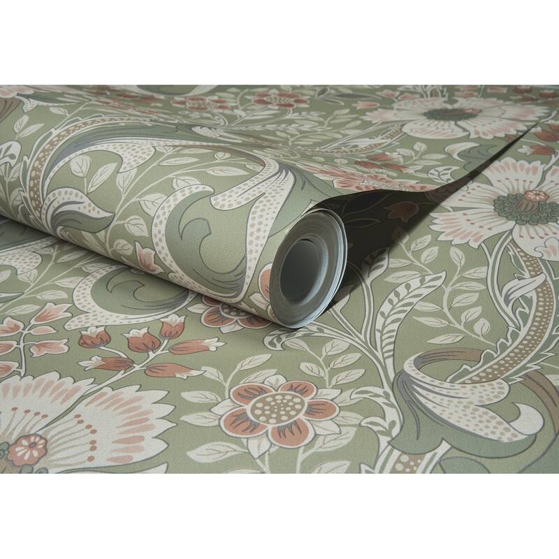 Chesapeake Liora Green Floral Trail Wallpaper