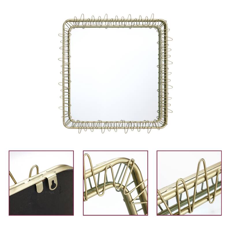 Gold Metal Frame 30.2-In Square Accent Wall Mirror, Bathroom Wall Mirror - 30.23" H x 30.23" W x 0.98" D