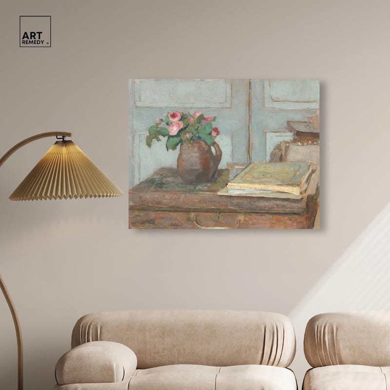 Box and Moss Roses Canvas by Art Remedy, Gallery Wrapped