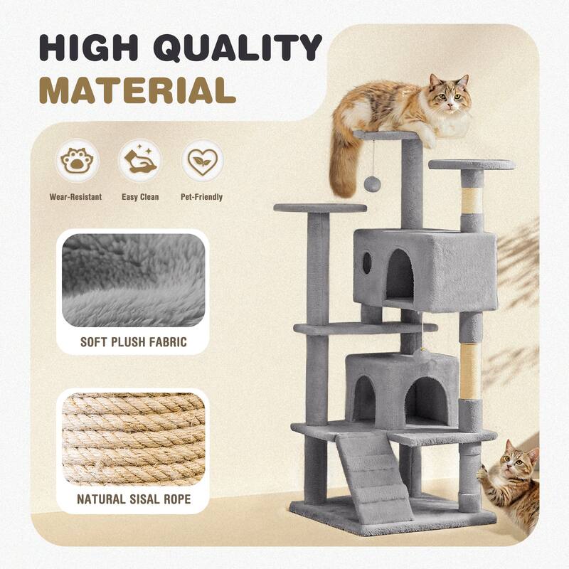 Cat Tree Tower with Scratching Posts and Cond,Multi-Level Kitty Climber for Indoor Cats