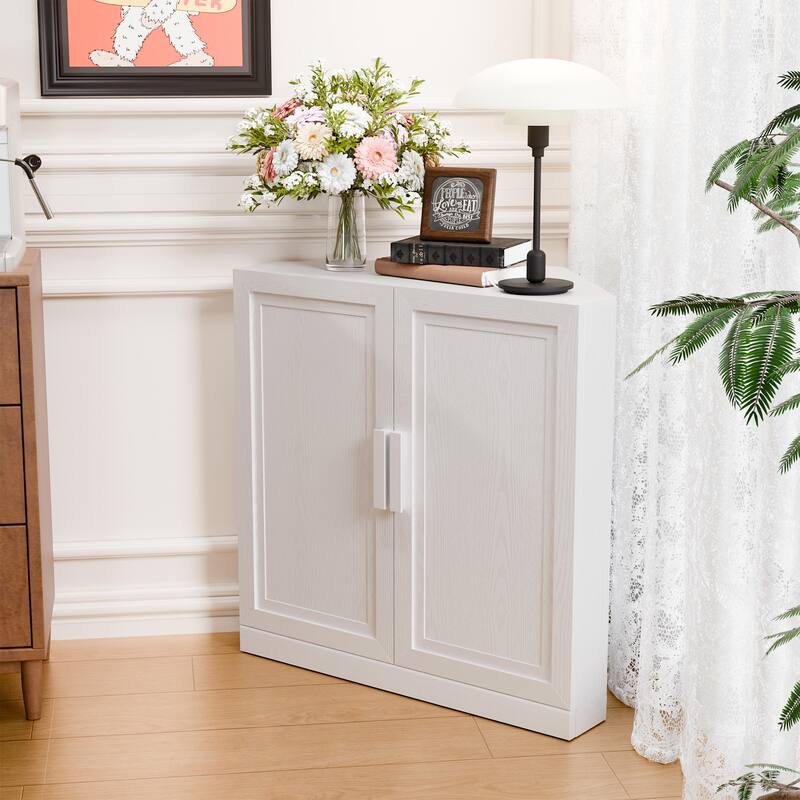 Corner Cabinet Wooden Corner Storage Organizer Cabinet with Adjustable Shelves - White - 31 in. W X 31 in. H