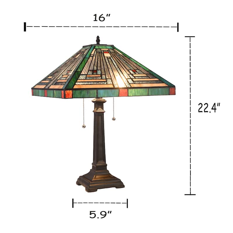 Tiffany-Style Mission Design 2-light Blackish Bronze Table Lamp