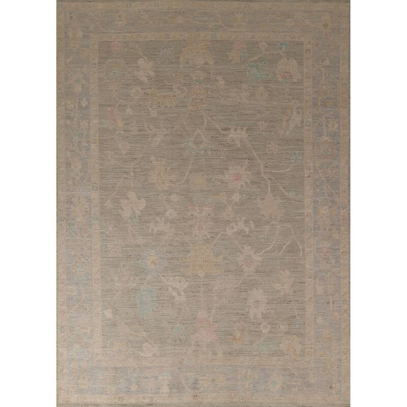 Earth Tone Oushak Vegetable Dye Turkish Rug Hand-Knotted Wool Carpet - 6'1"x 8'8"