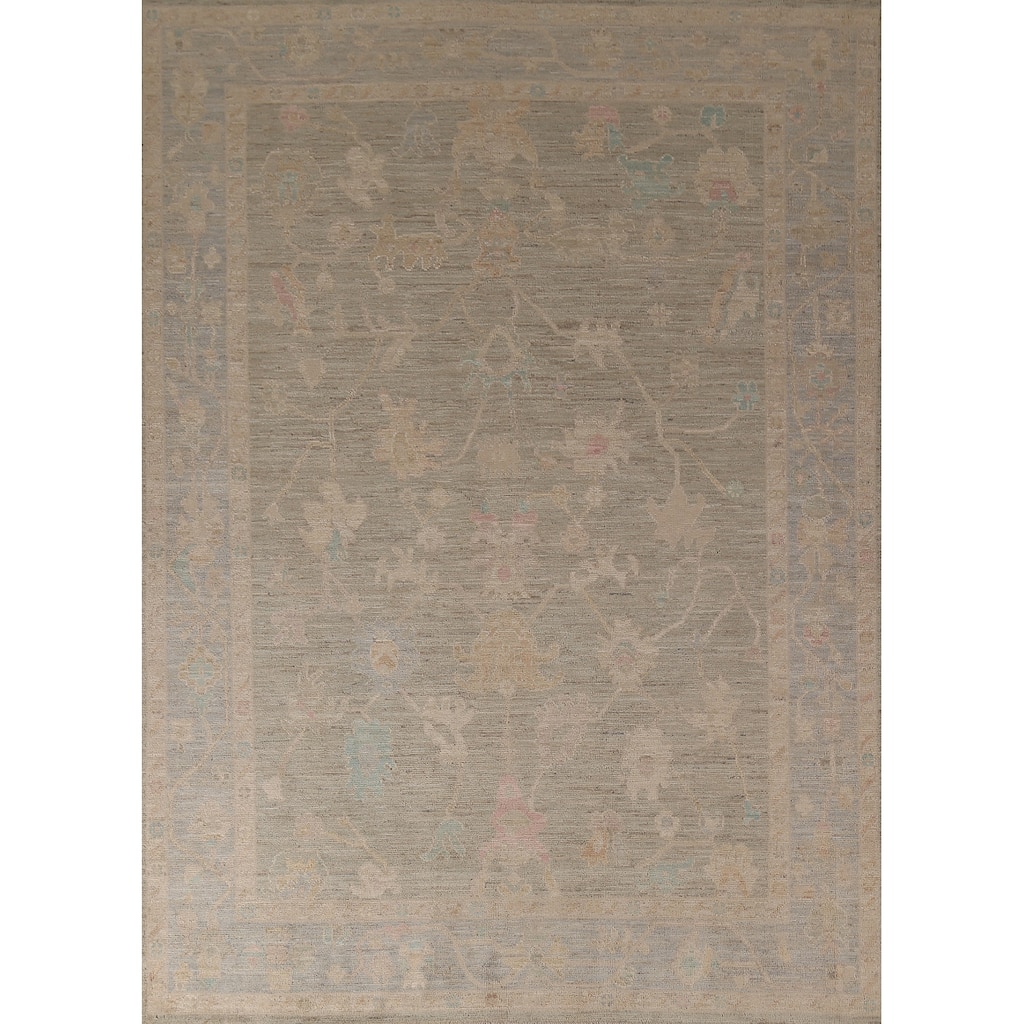 Earth Tone Oushak Vegetable Dye Turkish Rug Hand-Knotted Wool Carpet - 6'1"x 8'8"
