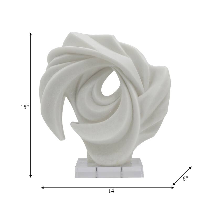 Sagebrook Home 15" Laila Statuary in White, Exquisite Resin and Acrylic Modern Sculpture for Home Decor - 14" x 6" x 15"