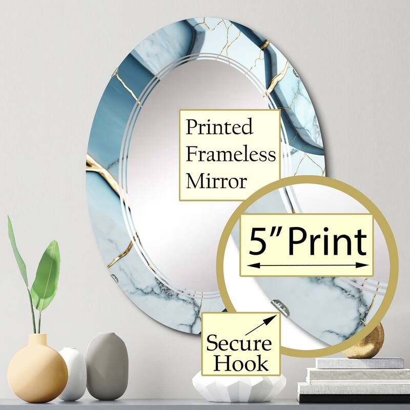 Designart 'Abstract Geode White II' Printed Abstract Marble Wall Mirror