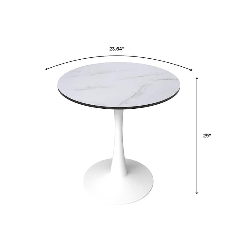 Bristol 24" Round Dining Table, Modern Pedestal Base Kitchen Table - Sintered Stone/MDF Top for Kitchen & Small Spaces