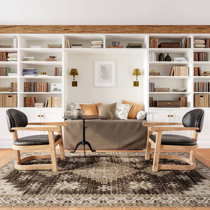 Clovebud Geometric Machine Washable Area Rug - 5' x 8' - Brown