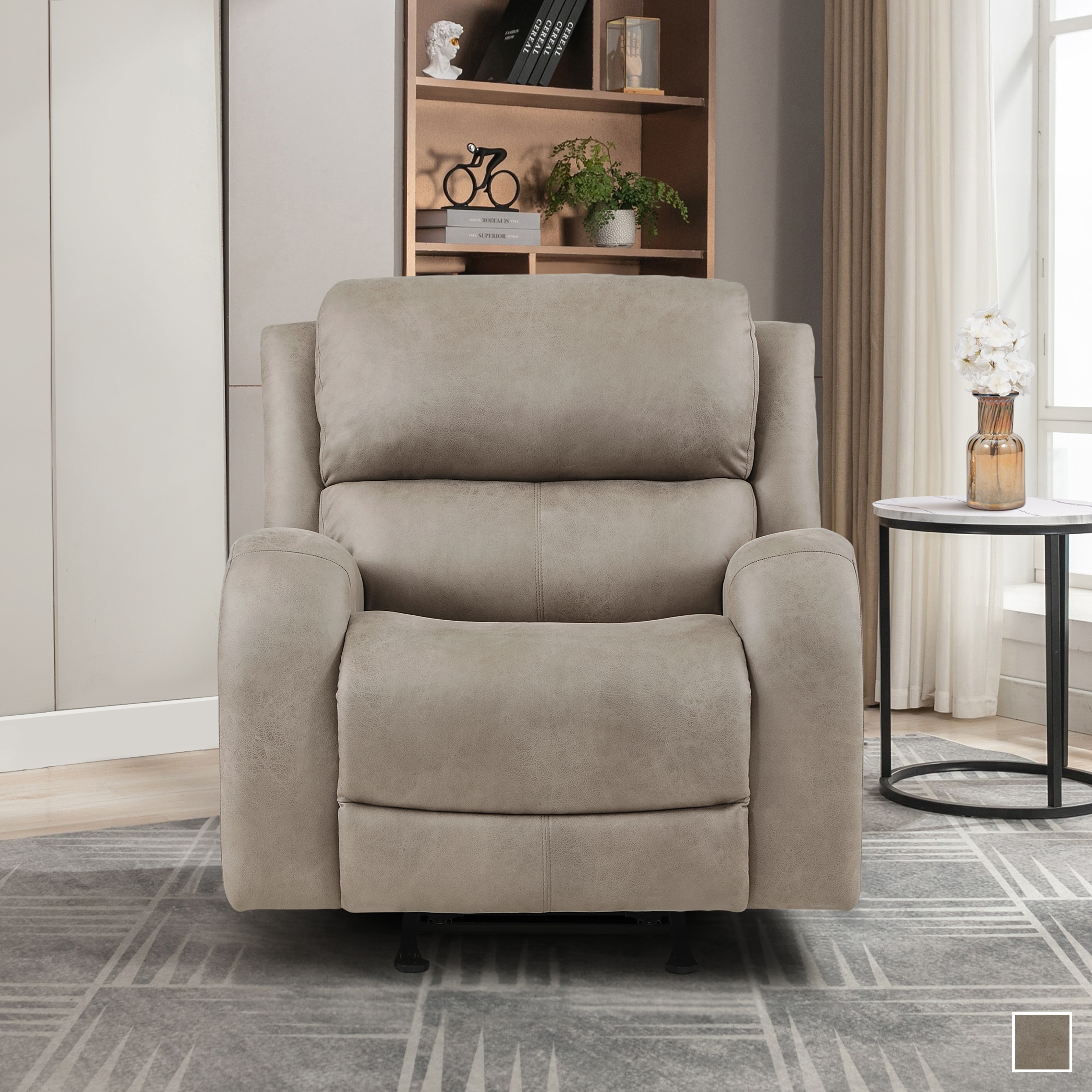 Fremont & Park Mabel 38" Polished Microfiber Rocker Recliner with Tab Pull Motion