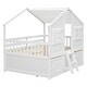 preview thumbnail 9 of 21, Full Size House Loft Bed with Roof & Windows | 4 Storage Drawers, Pine Wood Frame, Safety Guardrails & Ladder