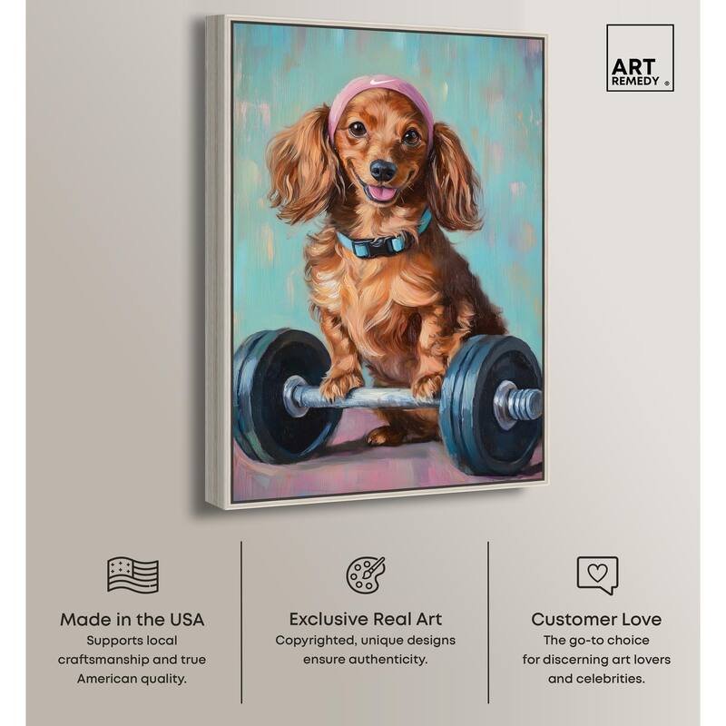 Cute Doxxie Work Out Canvas by Art Remedy
