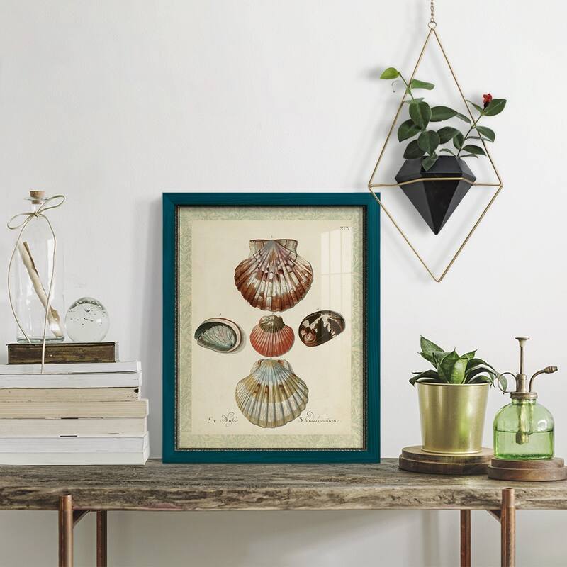 Bookplate Shells III -Framed Print w/glass-Cherry Red