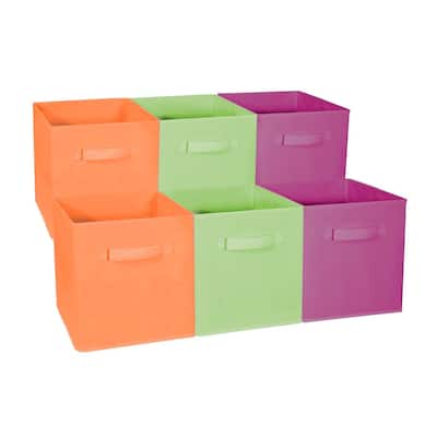Home Storage Bundle - Drawer and Closet Bins, Purple, Green, Orange (6 Pack)