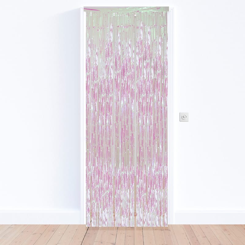 Iridescent Tinsel Christmas Window or Door Curtain 3' x 8'
