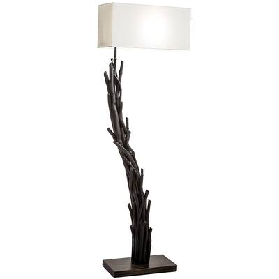 Modern Home Angled Driftwood Nautical Wooden Floor Lamp - Blackwood - Black