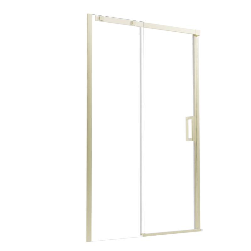 48" x 74" Glass Shower Door Framed Sliding Adjustable Brushed Nickel Clear Shower Enclosure with Hardware Kit