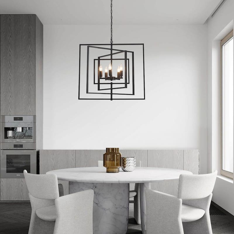 25.59inch 5 Lights Modern Chandelier with 4 Metal Frames 360 Degree Adjustable for Different Rooms