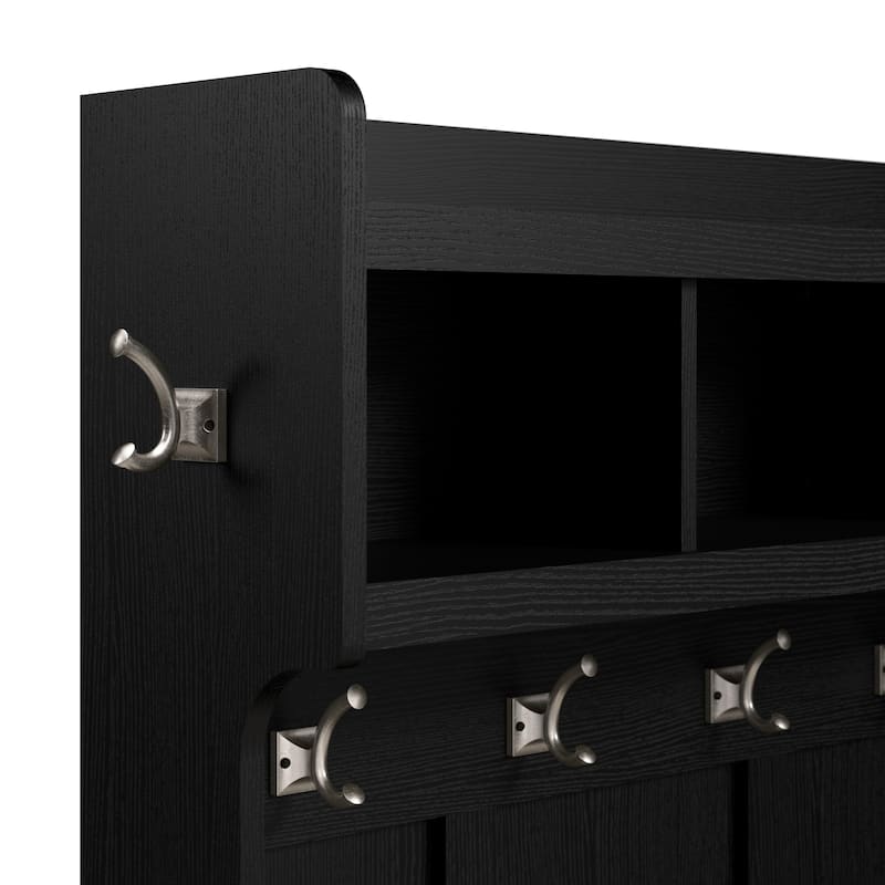 Woodland 40W Hall Tree and Shoe Bench with Doors by Bush Furniture