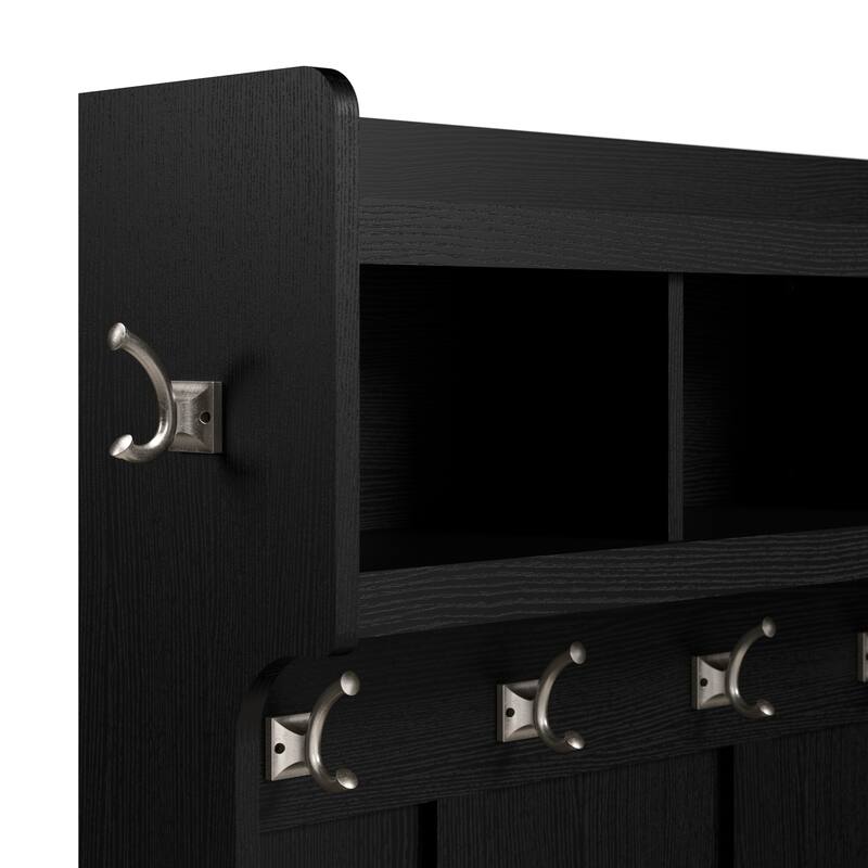 Woodland 40W Hall Tree and Shoe Bench with Shelves by Bush Furniture