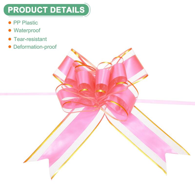 10pcs Ribbon Pull Bows 8 Inch Bows for Wedding Baskets Decorations - Pink