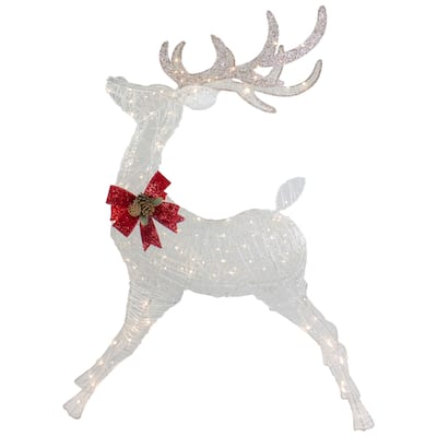 56" LED Lighted Reindeer with Glitter Bow Outdoor Christmas Decoration