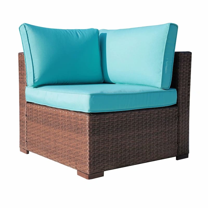 2 pieces Wicker Patio Corner Sofa Sectional Set