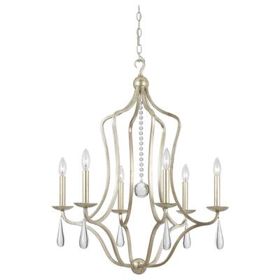 Timeless Home Six Light Chandelier Manning Silver Leaf - Exact Size