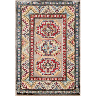 Kazak Oriental Foyer Rug Hand-Knotted Wool Carpet - 2'0"x 3'0"