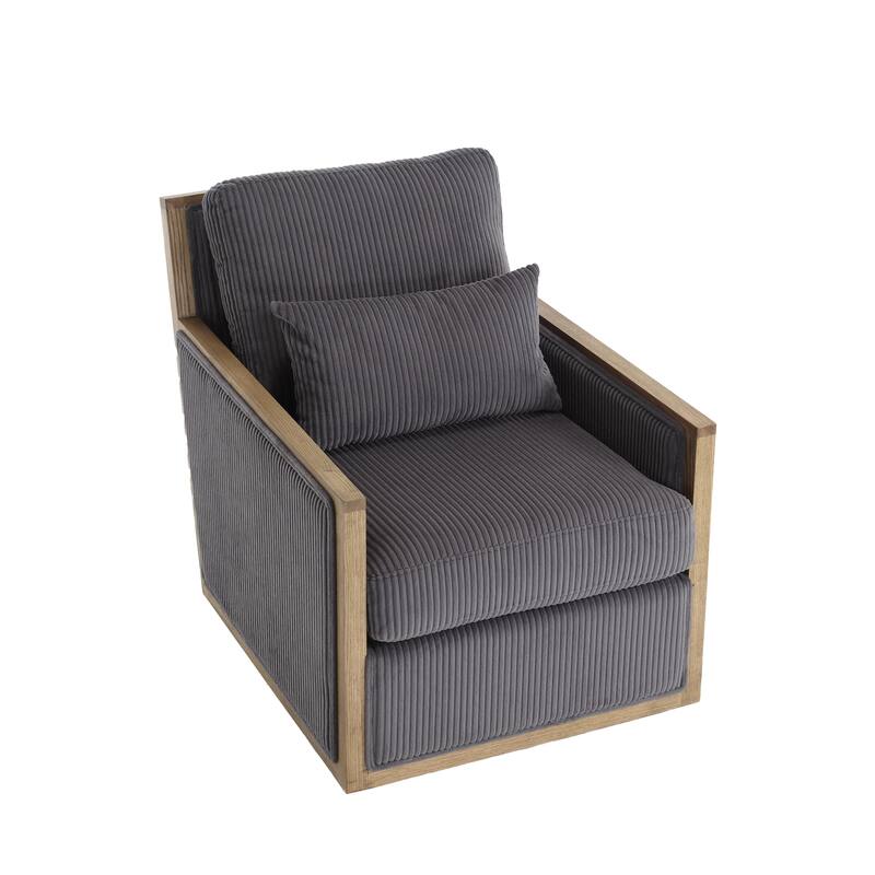 Corduroy Swivel Barrel Chair