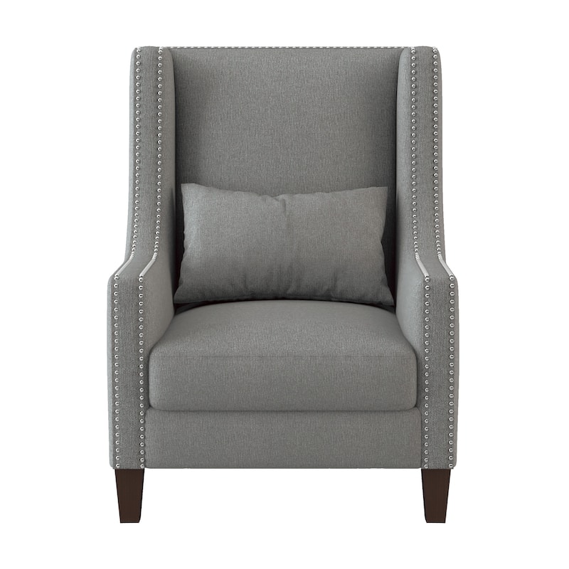 Traditional Accent Chair, Nailhead Trim, Solid Wood Frame