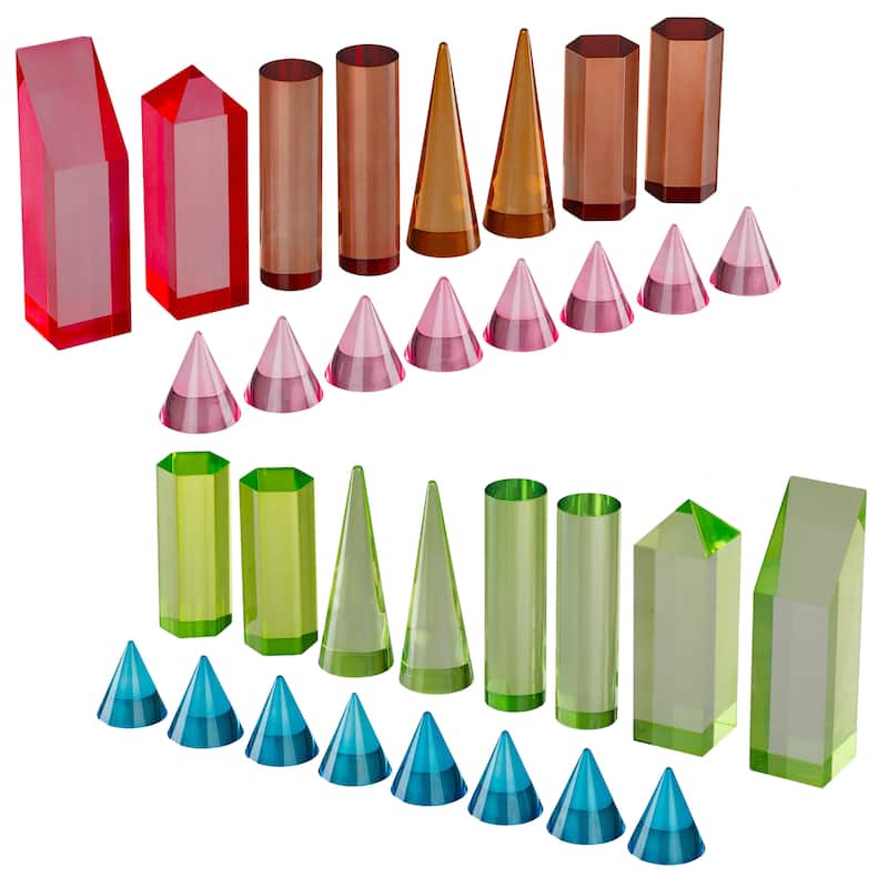 Modern Chess Set - Acrylic Chess Board with 32 Colorful Game Pieces by Trademark Games