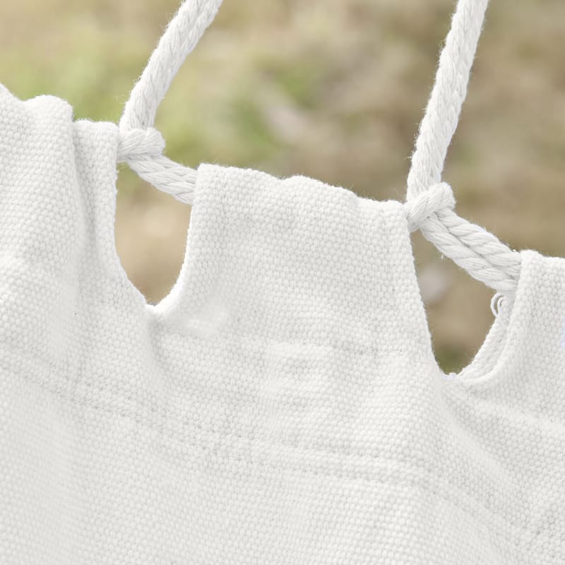 Outsunny Brazilian Style Hammock Extra Large Cotton Hanging Camping Bed with Carrying Bag, for Patio Backyard Poolside, White