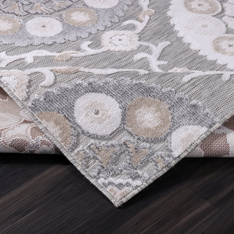 Beverly Rug Equator Medallion Bohemian Indoor Outdoor Area Rug