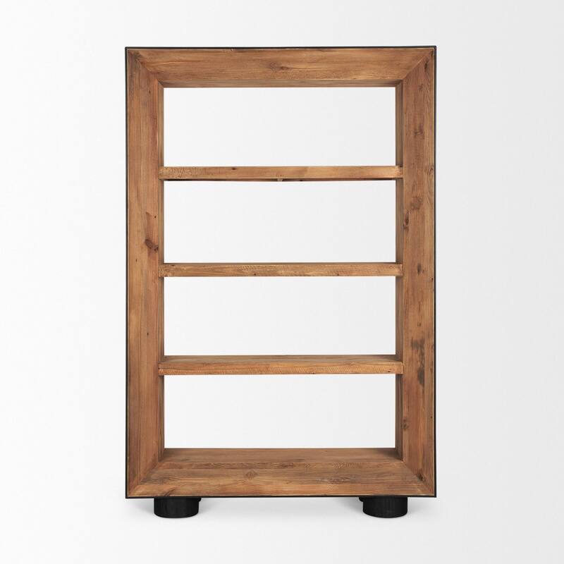 Tabor Natural Wood w/ Black Oak Frame Bookcase - 47.0L x 16.0W x 72.0H