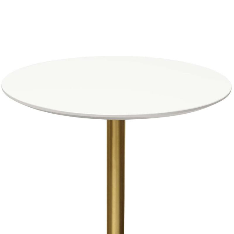 Rely Bar Height Table, 36 Inch Round White Lacquer Top, Gold Base