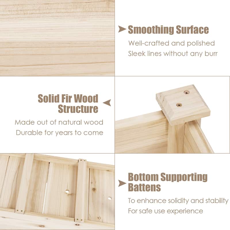 Costway Raised Garden Bed Elevated Planter Box Wood for Vegetable