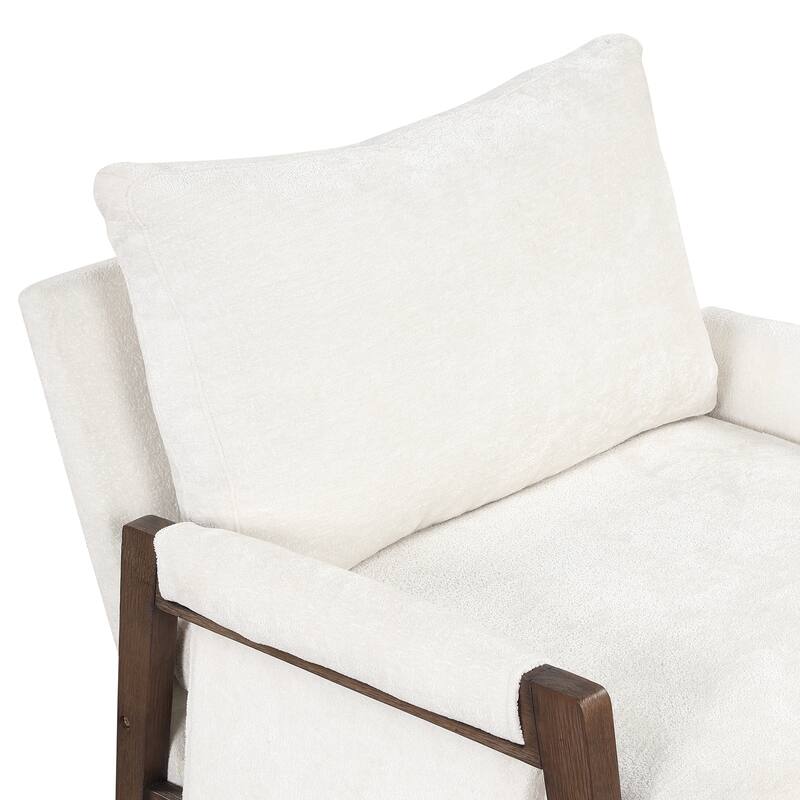 Roomfitters Mid-Century Modern Accent Chair, Velvet Upholstery with Solid Wood Frame and Plush Cushion, Ideal for Living Room