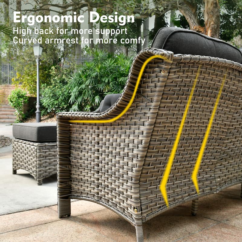 XIZZI 7-Piece Patio Seating Set with Cushions and Fire Pit Table
