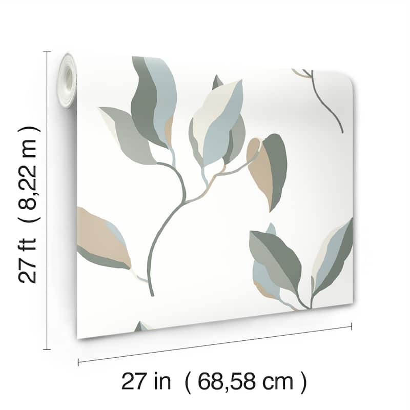 York Wallcoverings Brushwork Branches Mineral and Olive Wallpaper