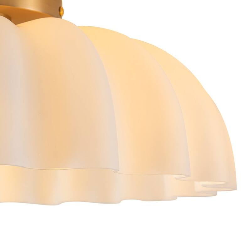 Creative 2-Light Shell Scalloped Glass Semi-Flush Mount - N/A