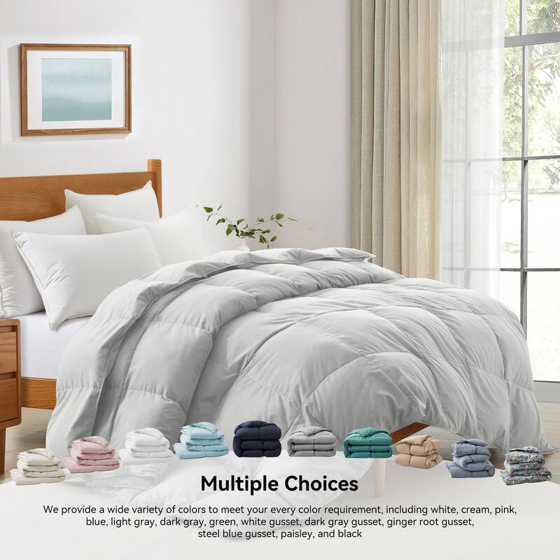 All Season Medium to Extra Warmth White Feather Down Comforter Duvet Insert